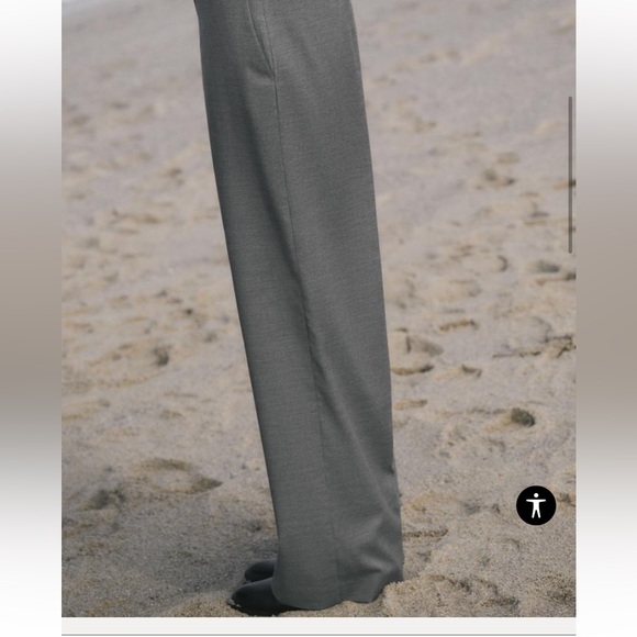 ZARA NWT Wool Blend Deep Charcoal Gray High Rise Straight Leg Trousers Size 6 - Picture 4 of 13